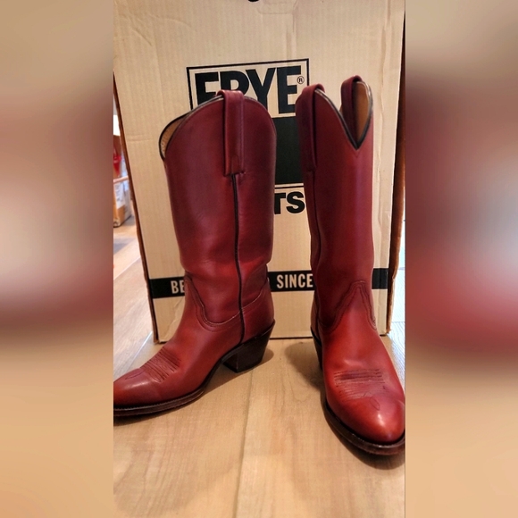 Frye Shoes - Vintage 1970s/1980s Frye Boots Size 7B Burnt Cherry 6253